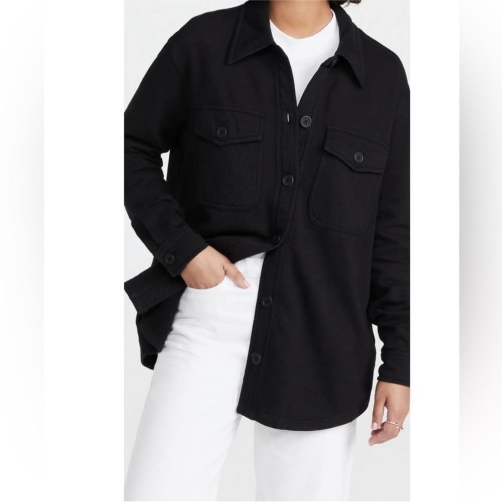 Good American Fleece shirt jacket Shacket in Black Size 3/4